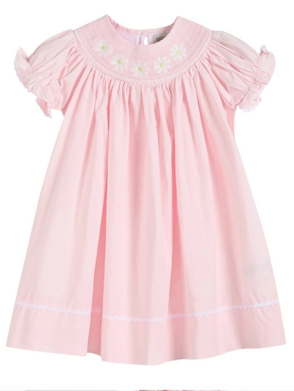 Lil Cactus Smocked Bishop Dress Pink White Daisy Size 5